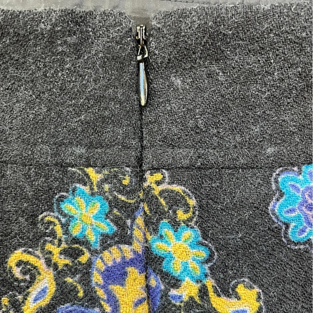 Lands' End Black Wool Paisley Lined Career Zip Pencil Straight Skirt, Size 10P - Picture 7 of 7